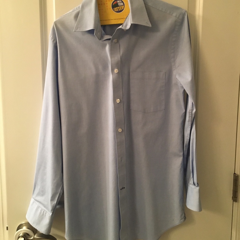 Crown & Ivy Light Plain Solid Blue Slim Fit dress shirt
